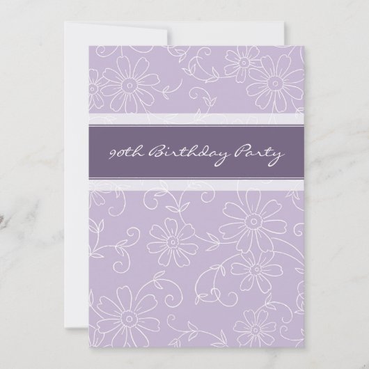 Purple Floral 90e anniversaire Invitations (Devant)