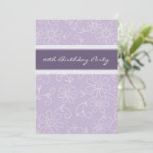 Purple Floral 90e anniversaire Invitations (Debout devant)