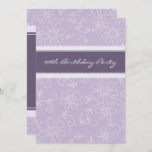 Purple Floral 90e anniversaire Invitations (Devant / Derrière)