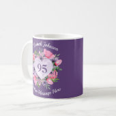 Purple Floral 95ème Anniversaire Mug pour femmes (Devant gauche)