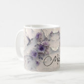 Purple Floral Add Name Hummingbird Coffee Mug (Devant gauche)