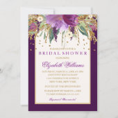 Purple Floral Améthyste nuptiale Invitation de dou (Devant)