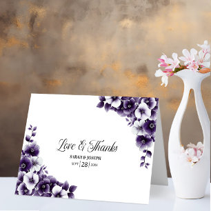 Purple Floral Amour et Merci Mariage