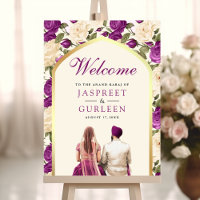 Purple Floral Anand Karaj Affiche de bienvenue Mar