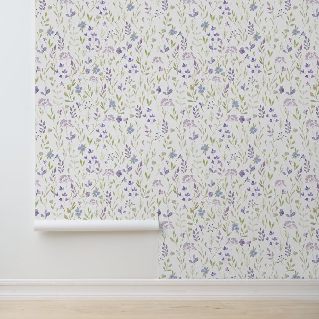 Purple Floral Behang (Applicatie)