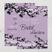 Purple Floral Bridal Luncheon Invitation Cards (Devant / Derrière)