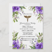Purple Floral BSN Nursing Graduation Invitation |  (Devant)