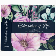 Purple Floral Celebration of Life Livre d'invité
