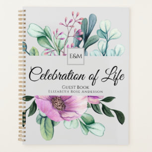 Purple Floral Celebration of Life Livre d'invité