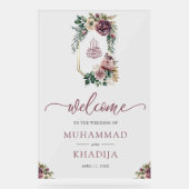 Purple Floral Crest Muslim Wedding Welcome (Recto)