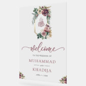 Purple Floral Crest Muslim Wedding Welcome (Angle)
