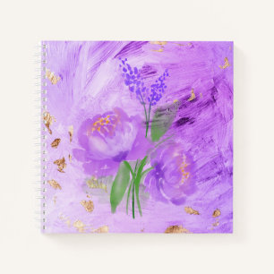 Purple Floral Élégant Carnet Abstrait