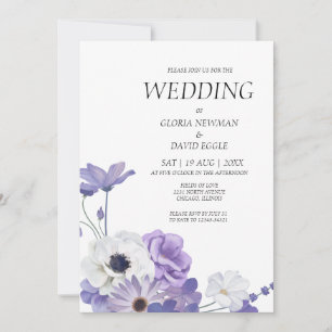 Purple Floral Élégant Mariage Invitation