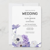 Purple Floral Élégant Mariage Invitation (Devant)