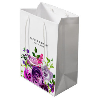 Purple Floral Elegant  Wedding  Medium Cadeauzakje
