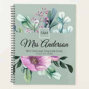 Purple Floral ENSEIGNANT Cadeau - Ajouter le nom d