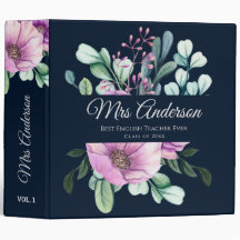 Purple Floral ENSEIGNANT Cadeau - Ajouter le nom d