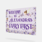 Purple Floral Fairy First 11x14 Birthday Welcome (Angle)