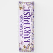 Purple Floral Fairy First Birthday Spandoek (Verticaal)
