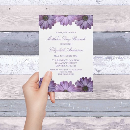 Purple Floral Fête des Mères Brunch Invitation