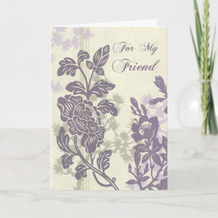 Purple Floral Friend Bridesmaid Carte de remerciem