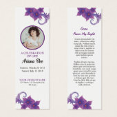 Purple Floral Funeral Bookmark Template (Devant & derrière)