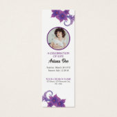 Purple Floral Funeral Bookmark Template (Devant)