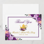 Purple Floral Gold Merci de la fête du thé (Devant / Derrière)