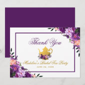 Purple Floral Gold Merci de la fête du thé d'or (Devant / Derrière)