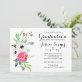 Purple Floral Graduation party Invitation (Debout devant)