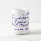 Purple Floral Graduation Script with Custom Year Koffiemok (Center)