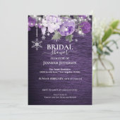Purple Floral hiver nuptiale Invitation de douche (Debout devant)