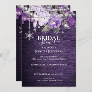 Purple Floral hiver nuptiale Invitation de douche
