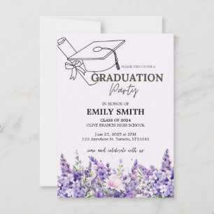 Purple floral invitation de la fête de graduation