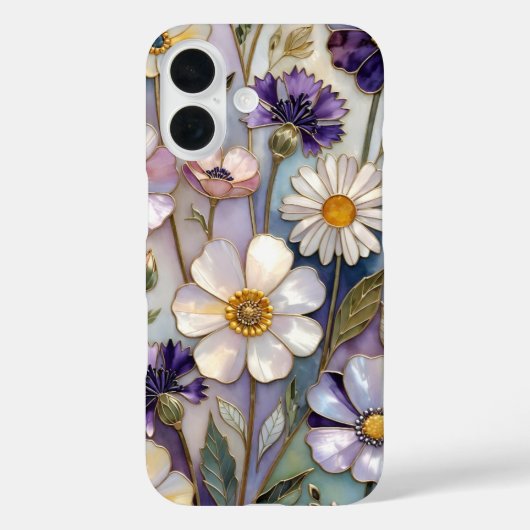 Purple Floral iPhone Case Pastel Flower Pattern (Achterkant)