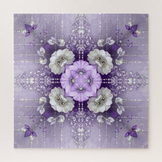 Purple Floral Jigsaw Puzzle Legpuzzel (Verticaal)