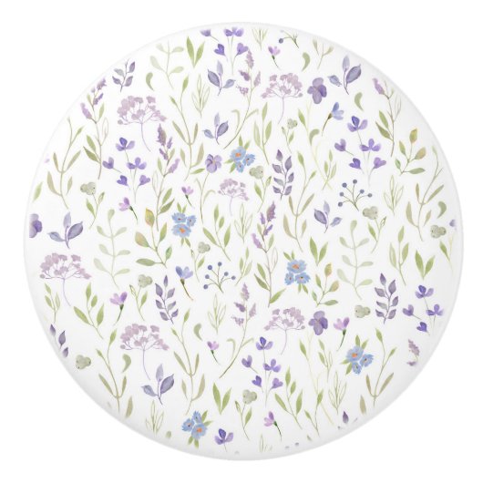 Purple Floral  Keramische Knop (Voorkant)