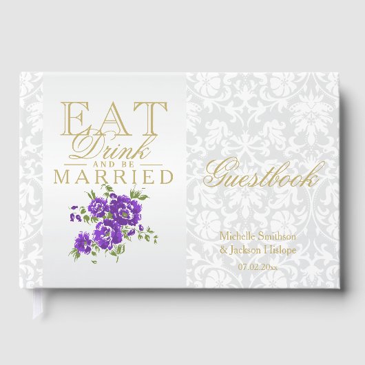 Purple Floral Mangez, buvez et soyez mariés Livre (Recto)