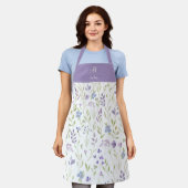 Purple Floral Monogram Apron Schort (Gedragen)