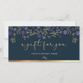 Purple Floral Navy Et Or Ajouter Logo Carte Cadeau (Devant)