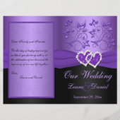 Purple, Floral Noir Joint Coeurs Programme de mari (Devant)