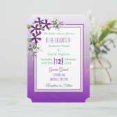 Purple Floral Petunias Lace Mariage Invitations (Debout devant)