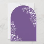 Purple Floral Photo Arched Wedding Kaart (Achterkant)