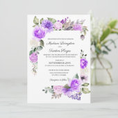 Purple Floral Printemps Invitation de mariage (Debout devant)