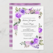 Purple Floral Printemps Invitation de mariage (Devant / Derrière)