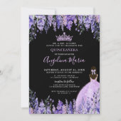 Purple Floral Quinceanera Invitation (Devant)