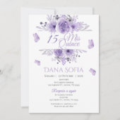 Purple Floral Quincenera Invitation Espagnol (Devant)