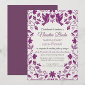 Purple Floral Romantic Aesthetic Spanish Wedding Kaart (Voorkant / Achterkant)