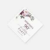 Purple Floral Script 90th Birthday  Servet (Hoek)