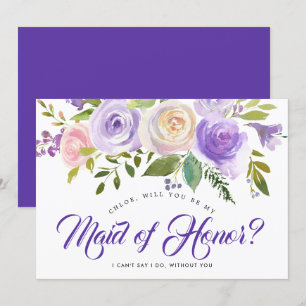 Purple Floral Serez-vous ma carte de femme d'honne